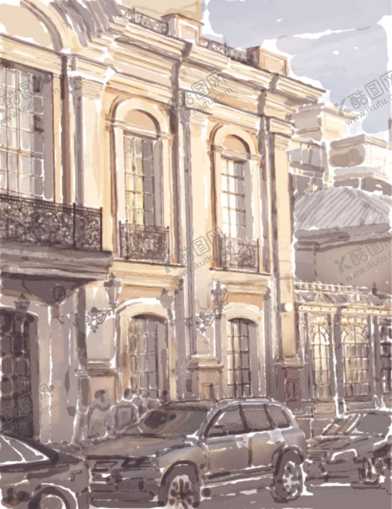 编号：69236210011424269589【酷图网】源文件下载-素描风格城市街景背景海报素材