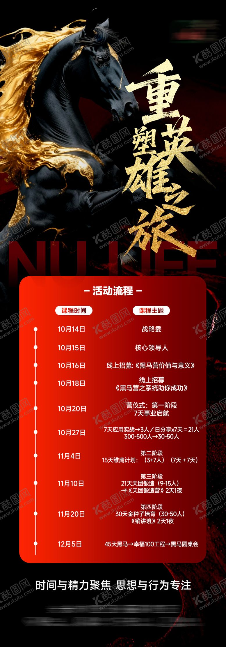 编号：31191802081324506793【酷图网】源文件下载-马年黑马营造势招募课程流程宣传海报