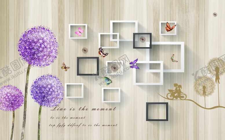 编号：31602009202126233250【酷图网】源文件下载-蒲公英框框蝴蝶自行车