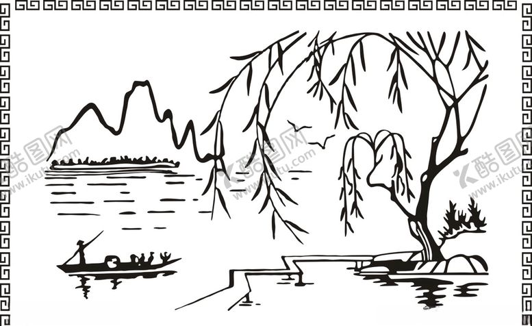 编号：33255110011059052863【酷图网】源文件下载-杨柳小船