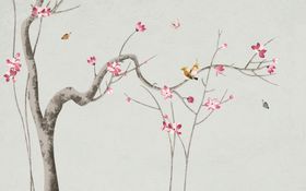花鸟背景墙中式背景墙