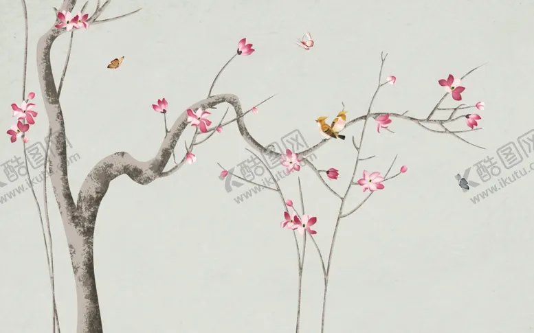 编号：80985404031539089818【酷图网】源文件下载-花鸟背景墙中式背景墙