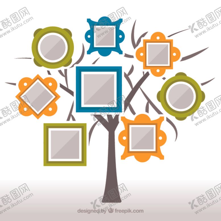 编号：20823009211333495767【酷图网】源文件下载-矢量照片框ai树上挂满照片