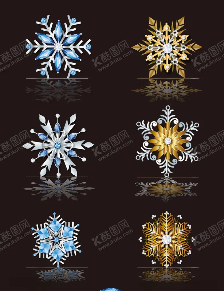 编号：11034003142311009339【酷图网】源文件下载-精致圣诞雪花节日矢量素材