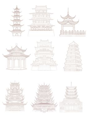 水墨中式建筑插图