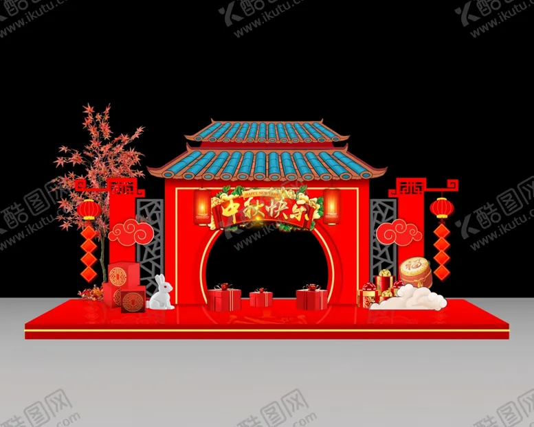 编号：23177307130931019988【酷图网】源文件下载-中式喜庆门楼装饰场景