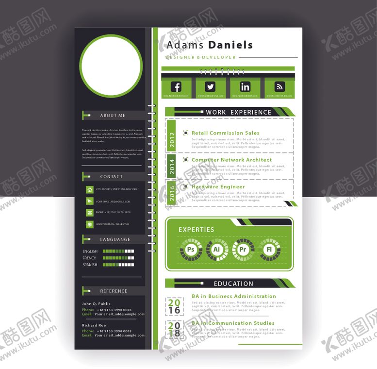 编号：93720609201809066162【酷图网】源文件下载-简历模板