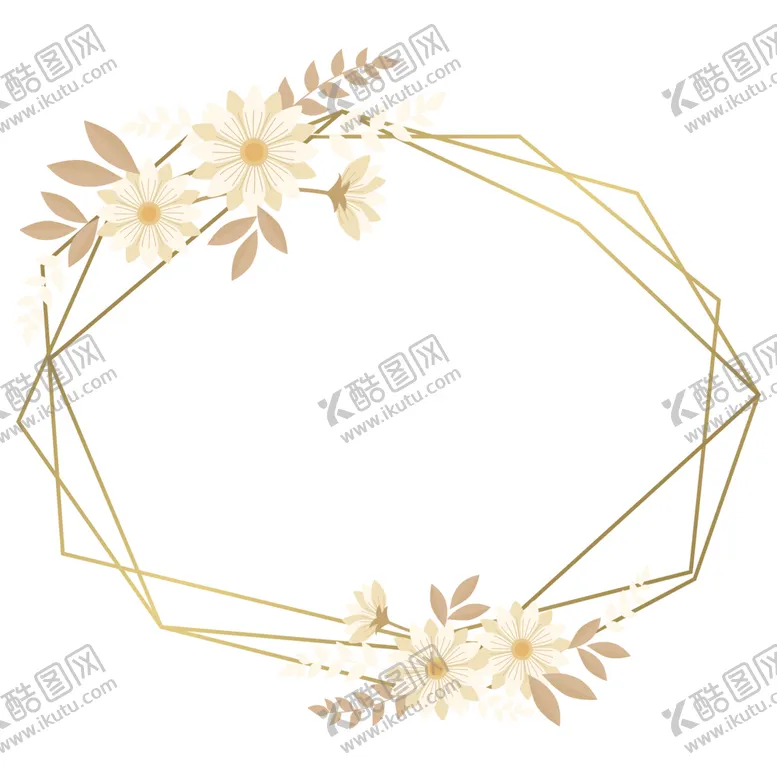 编号：72062401232304582987【酷图网】源文件下载-金色边框植物花环