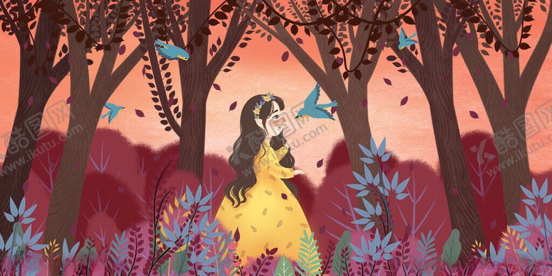 编号：53925211211606081885【酷图网】源文件下载-森林中的梦幻女子