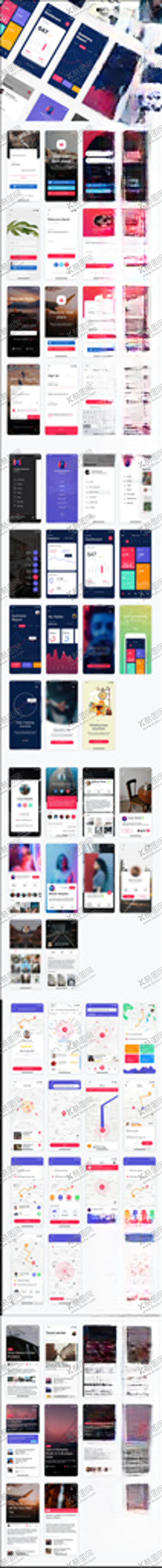 编号：58078304300322237845【酷图网】源文件下载-xd数据UI素材包蓝色红色白色