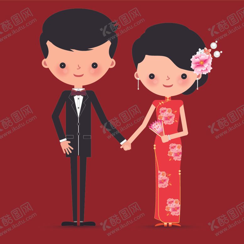 编号：34770209212218514119【酷图网】源文件下载-婚庆男女卡通形象设计