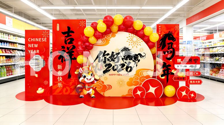 编号：57744904050211254917【酷图网】源文件下载-马年新年春节商超美陈