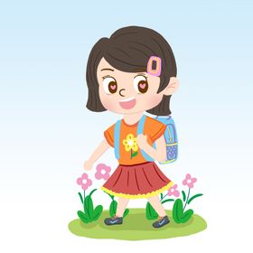 女孩上学