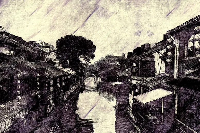 编号：75831010091618567391【酷图网】源文件下载-江南印象手绘插画