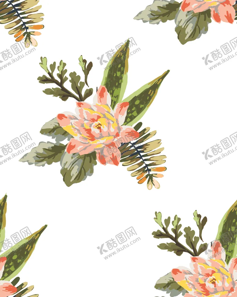 编号：38703304131628402678【酷图网】源文件下载-手绘热带花卉