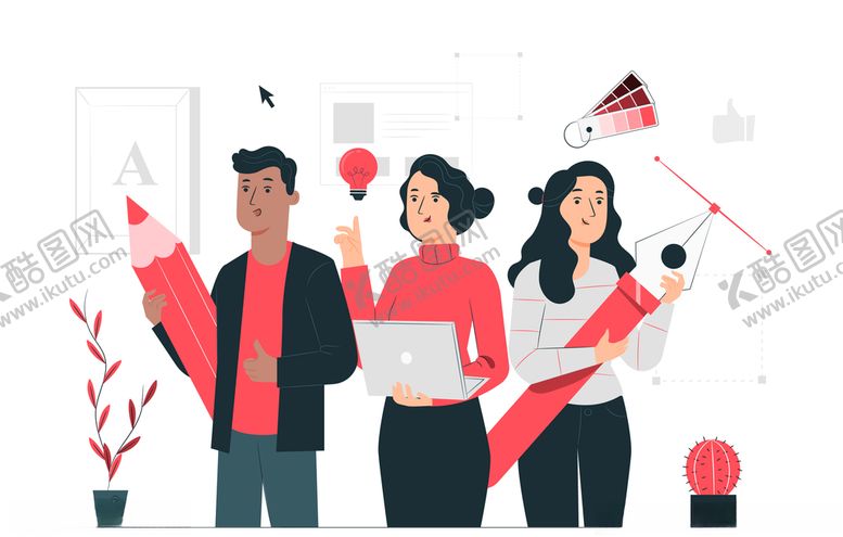 编号：59833609251015552444【酷图网】源文件下载-公司白领同事卡通合照矢量图