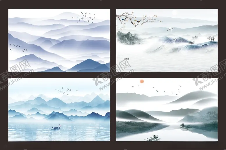 编号：65369306240709239247【酷图网】源文件下载-水墨山水风景插画组图