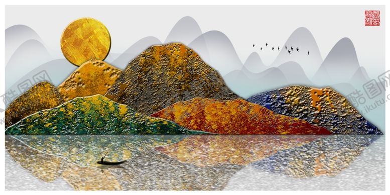 编号：37909310122256466401【酷图网】源文件下载-金箔室内装饰画