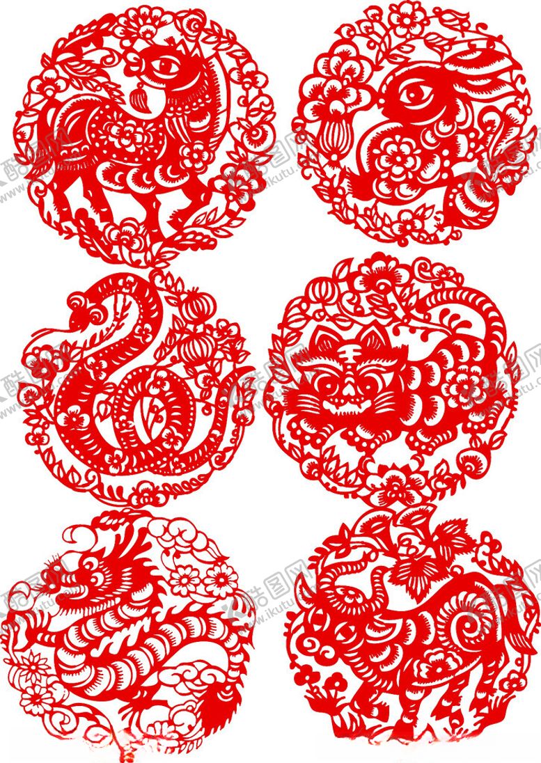 编号：24112511021929073140【酷图网】源文件下载-传统红色剪纸图案集合