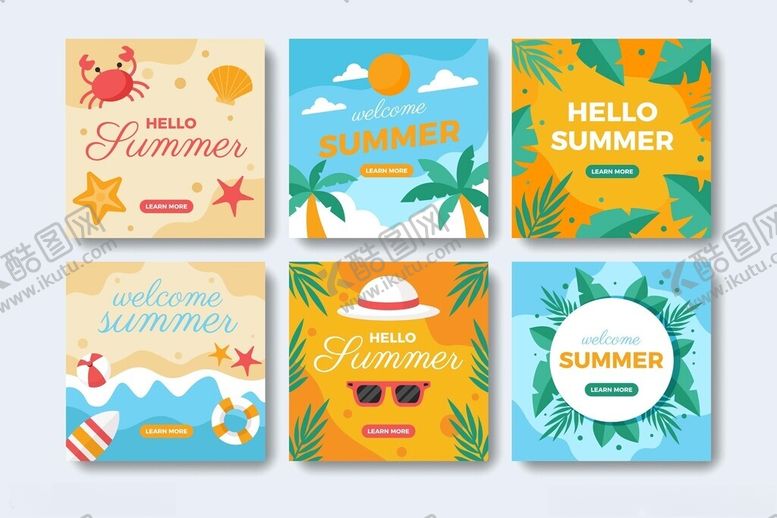 编号：47742509130836501129【酷图网】源文件下载-夏日海滩主题插画卡片