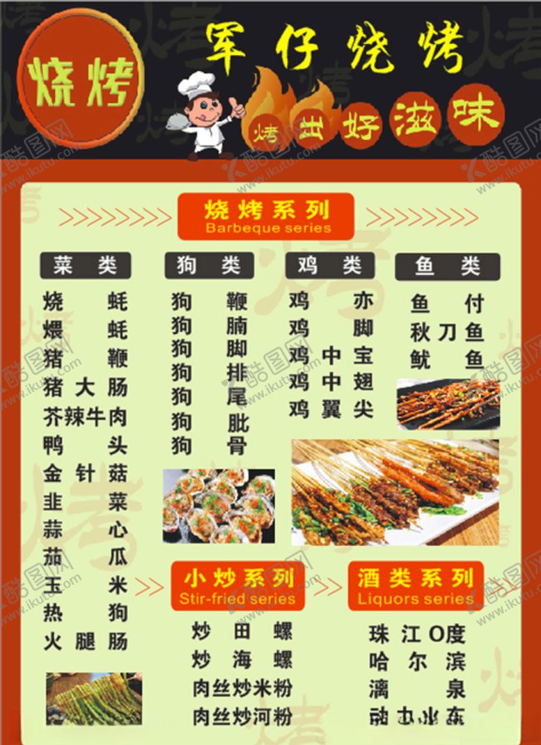 编号：15503706291306487530【酷图网】源文件下载-夜市档烧烤菜谱菜牌菜单背景