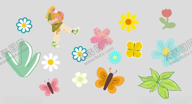 编号：54932604210116435024【酷图网】源文件下载-多彩花卉昆虫装饰图案