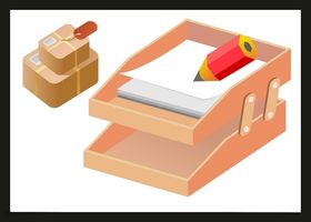 手绘办公用品素材卡通插画