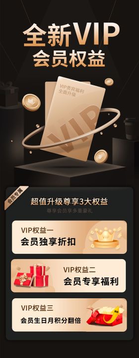 全新vip会员权益黑金卡海报