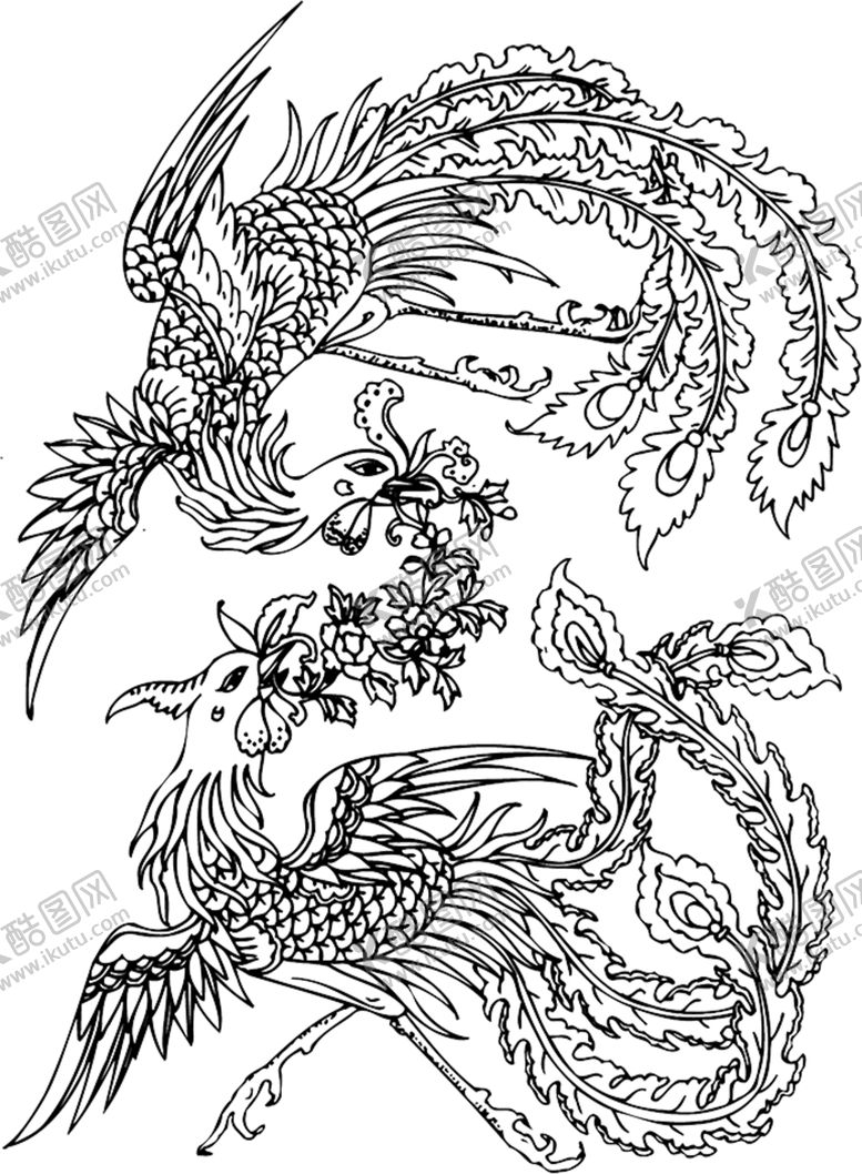 编号：31860304161744194166【酷图网】源文件下载-手绘水彩凤凰