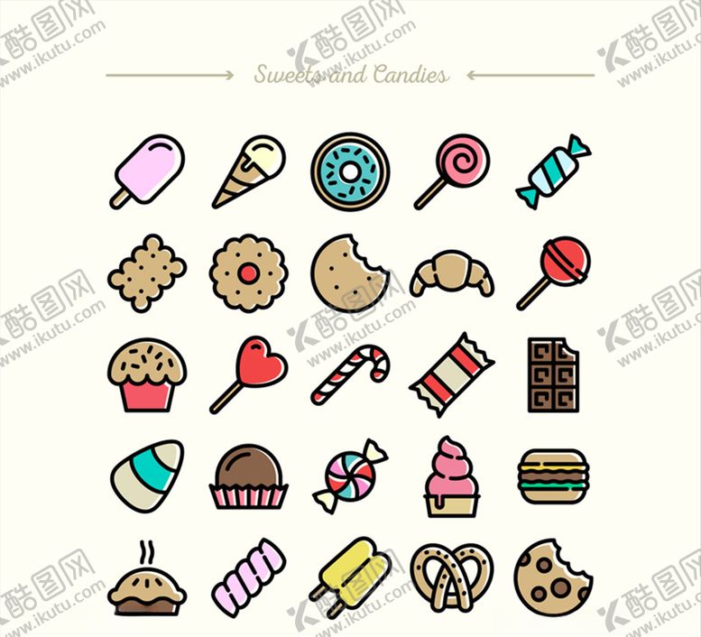 编号：67452210141251597972【酷图网】源文件下载-精致甜食图标矢量素材
