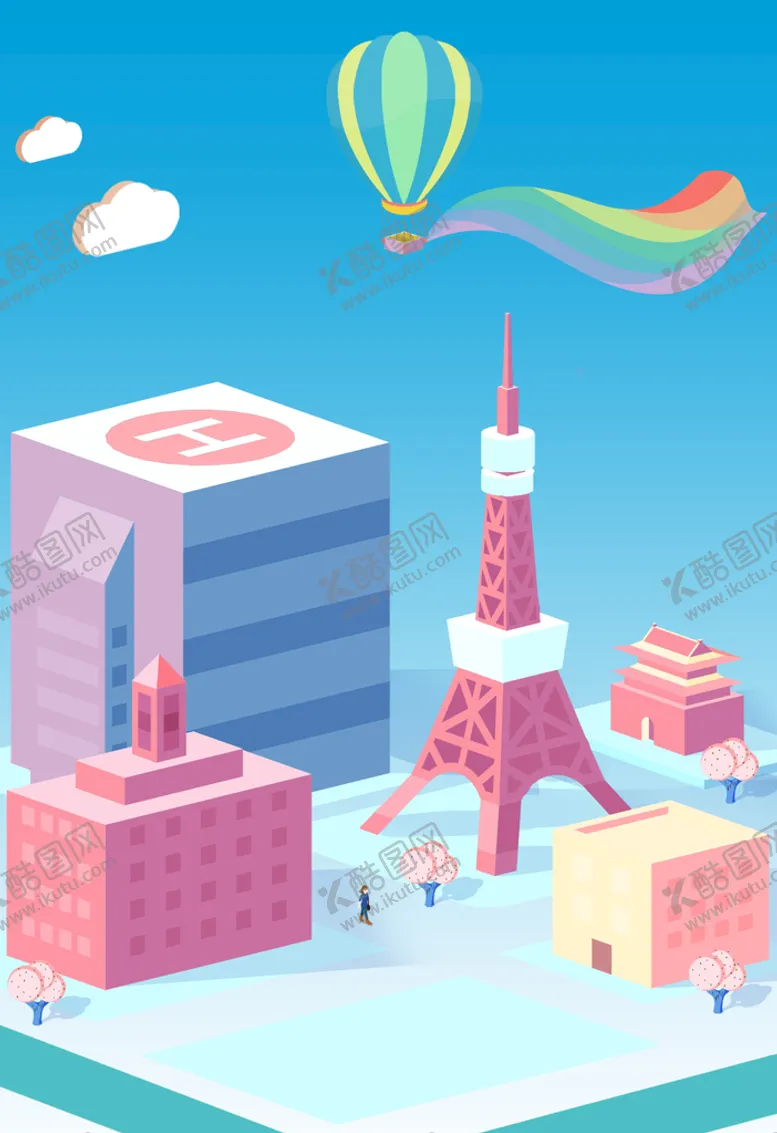 编号：59132009122140170382【酷图网】源文件下载-立体空间插画 高楼大厦住宅区