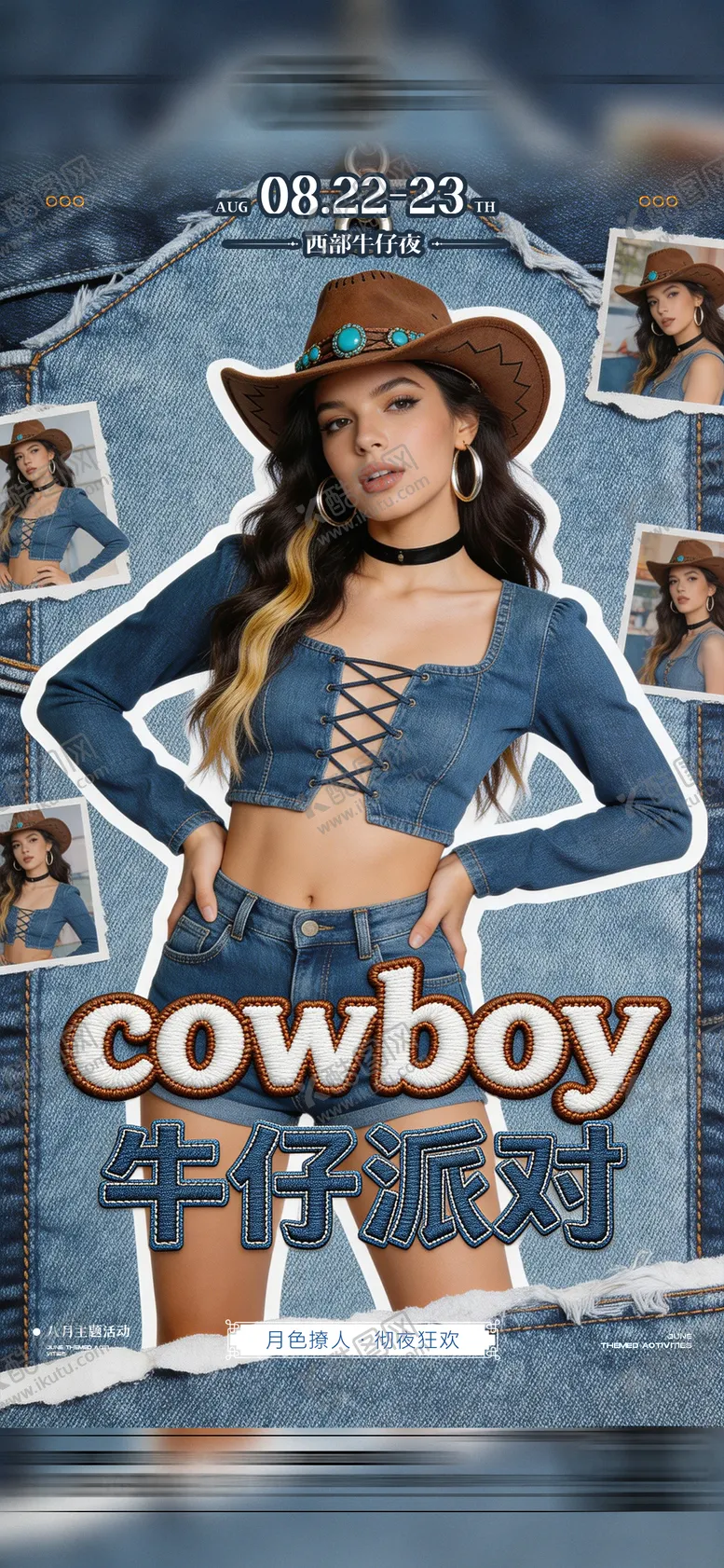 编号：91557503311254332358【酷图网】源文件下载-酒吧西部牛仔主题派对海报
