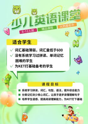 少儿英语课堂宣传海报