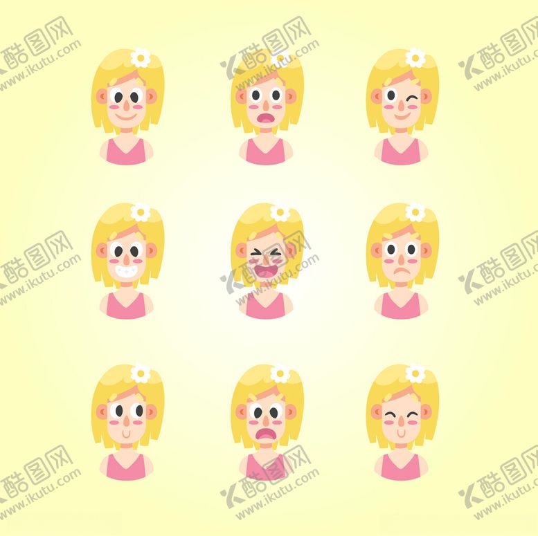 编号：96311711191421174719【酷图网】源文件下载-可爱金发女孩表情集合