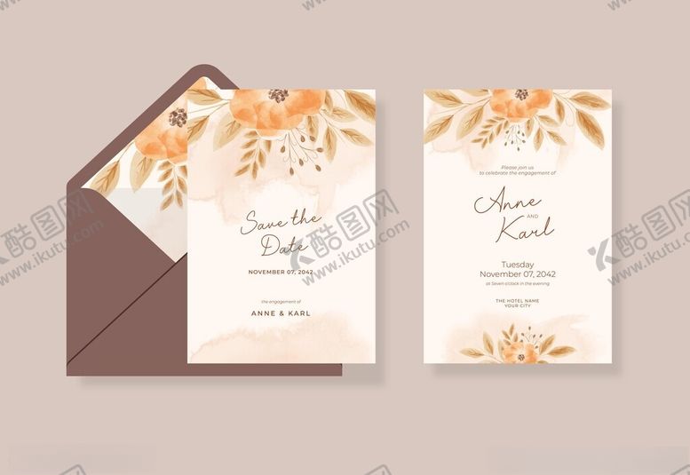 编号：27894511192343078042【酷图网】源文件下载-秋季花卉婚礼请柬设计