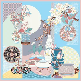 大牌方巾小碎花矢量图