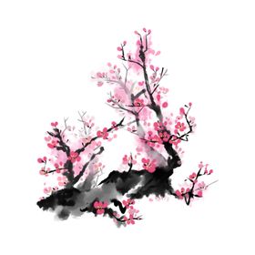 梅花素材唯美水墨装饰画树枝