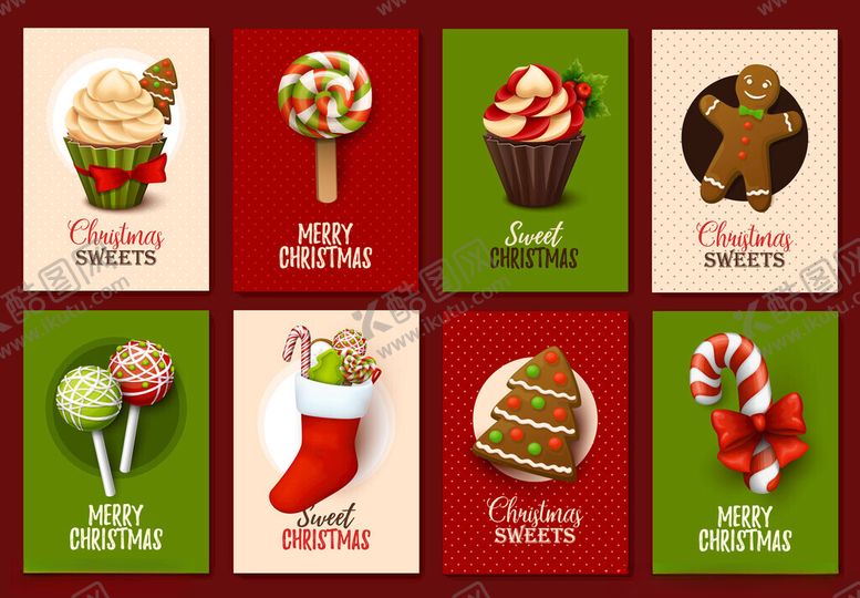 编号：88658711200223197316【酷图网】源文件下载-圣诞糖果与装饰卡片