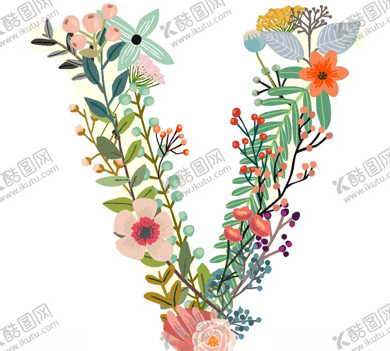 编号：28092510030441023295【酷图网】源文件下载-创意矢量手绘花卉字母