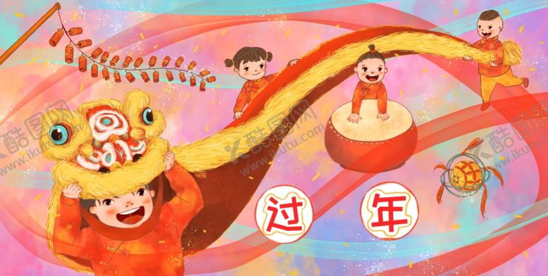 编号：75355612082055201587【酷图网】源文件下载- 虎年舞狮国潮海报图片