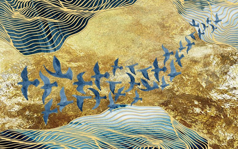 编号：28050310311817162814【酷图网】源文件下载-新中式千山飞鸟装饰画