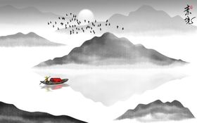 古风山水背景墙