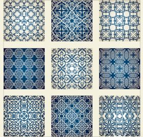 蓝白几何图案瓷砖设计集合