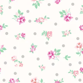 手绘花碎圆点小