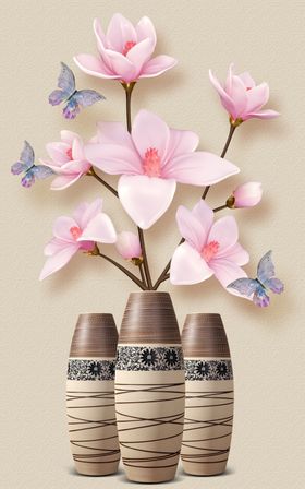 花瓶蝴蝶玄关画