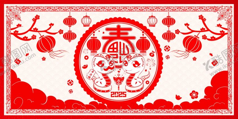 编号：82528701190524197936【酷图网】源文件下载-蛇年窗花