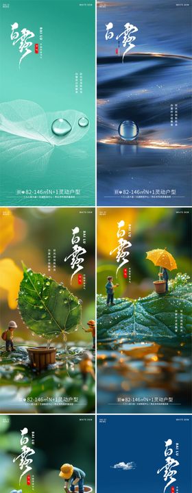 地产白露海报水滴鹭二十四节气