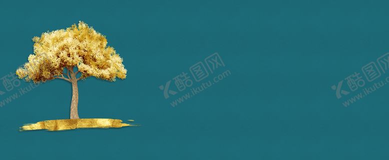 编号：58941309150837446870【酷图网】源文件下载-金色发财树简约挂画装饰画时尚艺术壁画