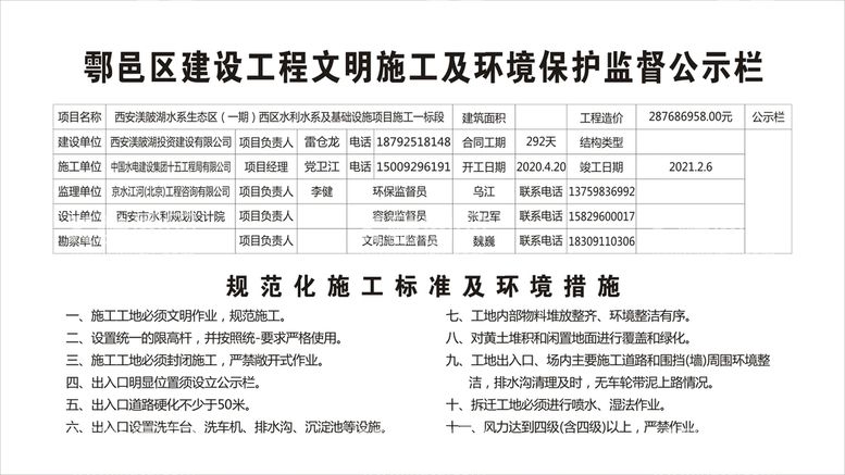 编号：79294910191123485969【酷图网】源文件下载-文明施工及环境保护监督栏.cd