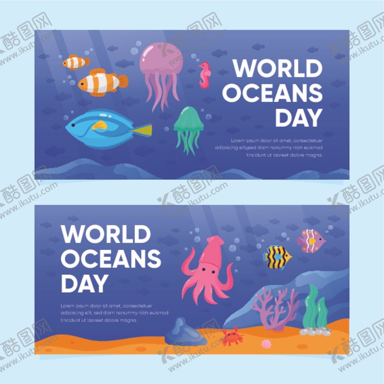 编号：59118311021154194830【酷图网】源文件下载-世界海洋日海洋生物横幅